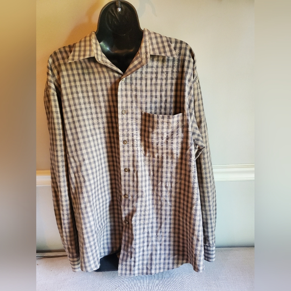Men's Blue Checkered Shirt Van Hausen Xl